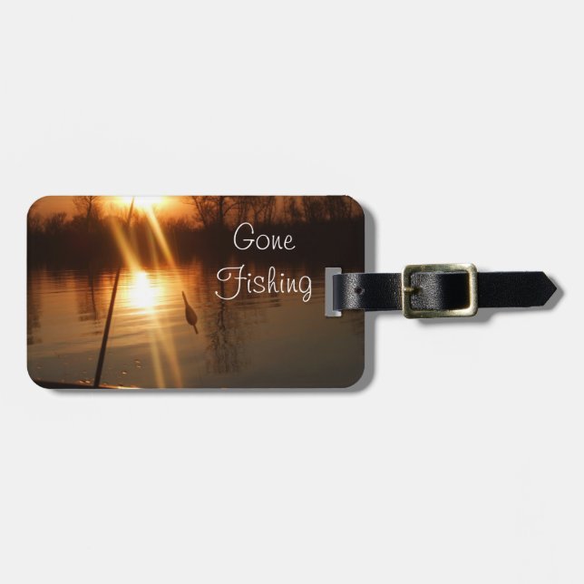 Fishing At Sunset Luggage Tag (Front Horizontal)
