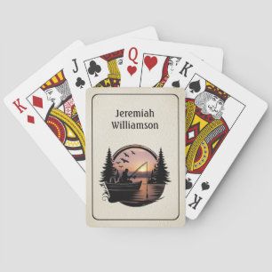 Fishing at Sunset outdoor scene Personalise Playing Cards