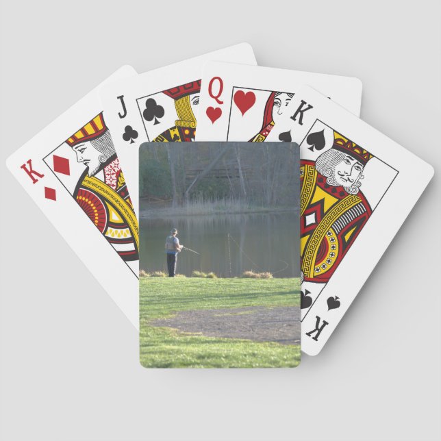 Fishing at the Pond Trees Playing Cards (Back)