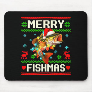 Fishing B Fish Merry Fishmas Fisherman Ugly Christ Mouse Mat