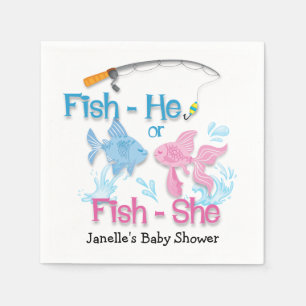 Fishing Baby Reveal Baby Shower  Napkin
