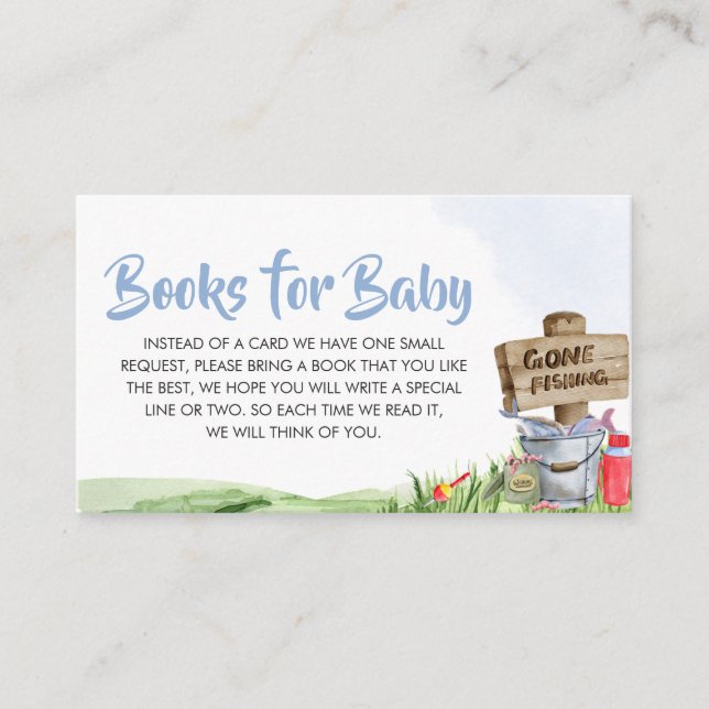 Fishing Baby Shower Books for Baby Enclosure Card (Front)