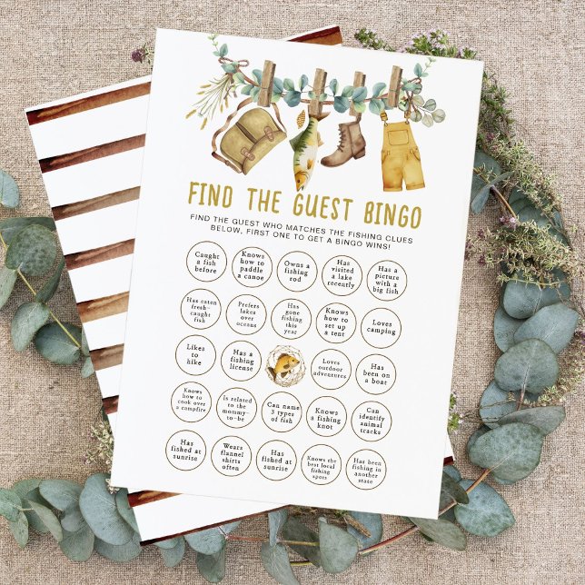 Fishing Baby Shower Find The Guest Bingo Game  (Creator Uploaded)