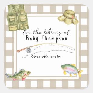 Fishing Baby Shower - for the library of Square Sticker