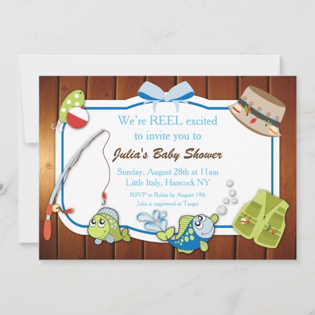 Fishing Baby Shower Invitation Personalised Invite (Front)