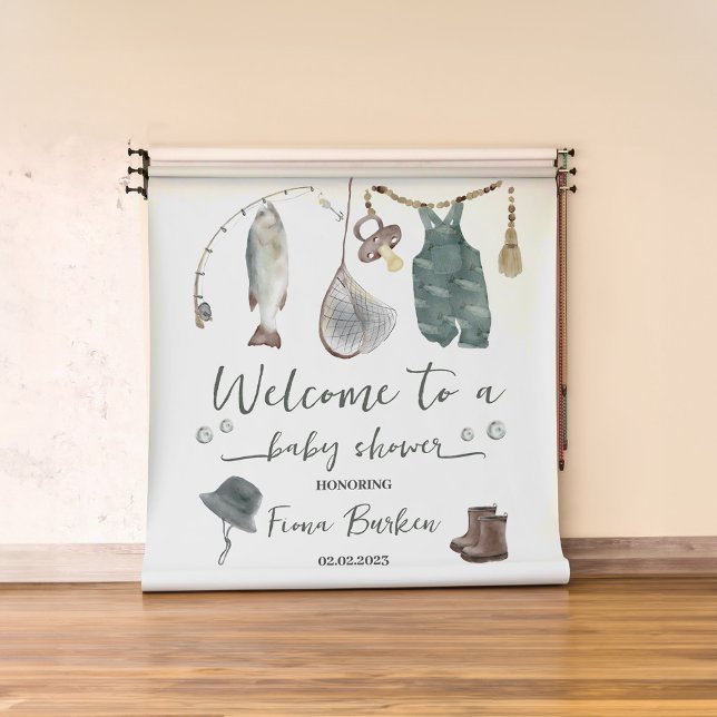Fishing Baby Shower Invitation Tapestry (Creator Uploaded)