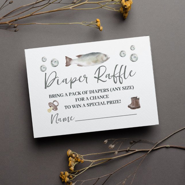 Fishing baby shower Reel excited Diaper Raffle Enclosure Card (Creator Uploaded)