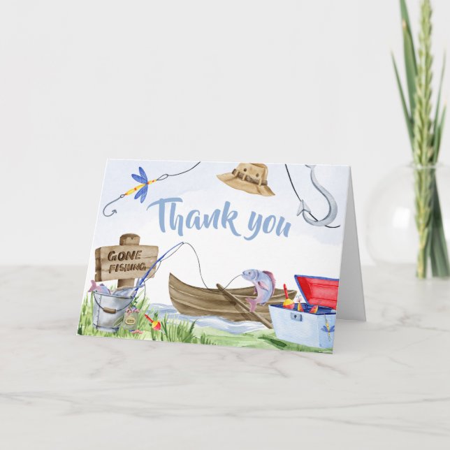 Fishing Baby Shower  Thank You Card (Front)