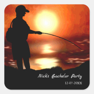 Fishing bachelor party Fishing lover sunset party Square Sticker