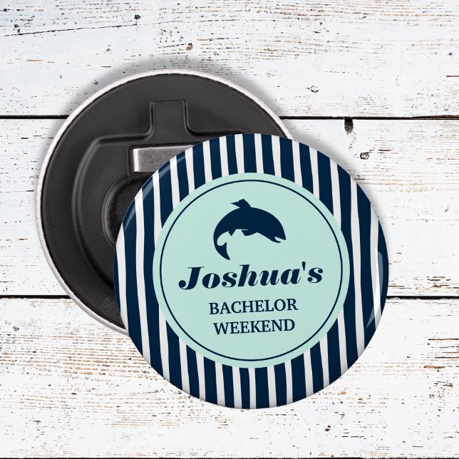 Fishing Bachelor Party Navy Stripes Bottle Opener (Fishing Bachelor Party Navy Stripes Bottle Opener)
