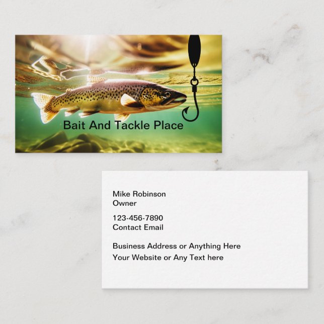 Fishing Bait And Tackle Club Business Cards (Front/Back)