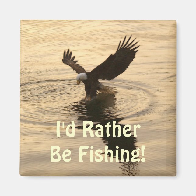 Fishing Bald Eagle at Dusk Wildlife Photo Pin Magnet (Front)