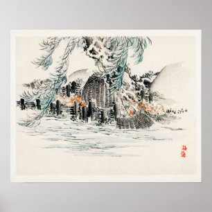 Fishing baskets by Kōno Bairei (1844-1895) Poster