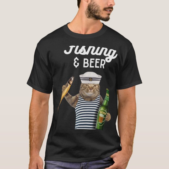Fishing & Beer  Cat T-Shirt (Front)