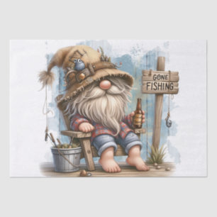 Fishing Beer Drinking Gnome Tissue Paper