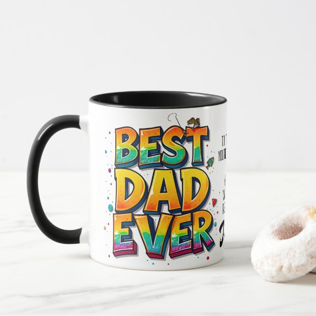 Fishing Best Dad Ever Fish Quote Graffiti Mug (With Donut)