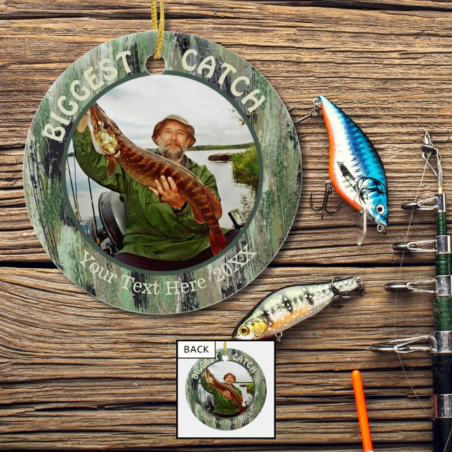 Fishing BIGGEST CATCH Photo Keepsake Ceramic Tree Decoration (Creator Uploaded)