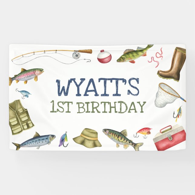 Fishing Birthday Backdrop Ofishally Banner (Horizontal)