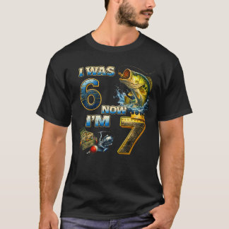 Fishing Birthday Boy I Was 6 Now I'M 7 Six Seven T-Shirt