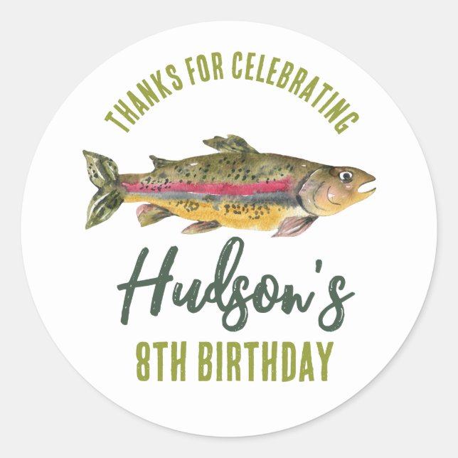Fishing Birthday Favours Classic Round Sticker (Front)