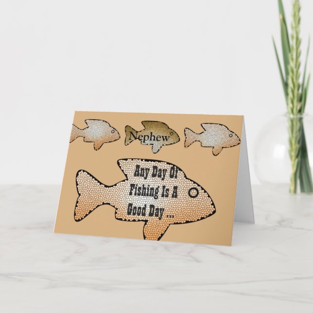 Fishing birthday for a nephew, 4 fish on front. card (Front)