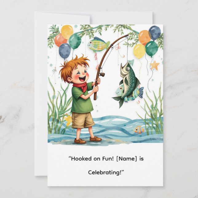 Fishing Birthday for Little Anglers Party  Invitation (Front)