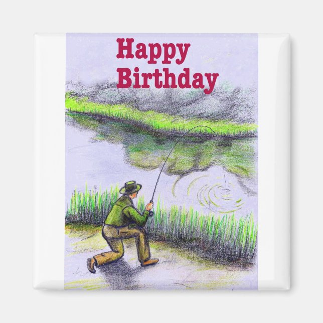 Fishing birthday gift magnet (Front)