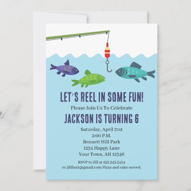 Fishing Birthday Invitation Fishing party (Front)