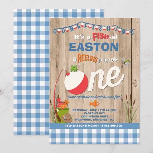 Fishing Birthday Invitation O-Fish-Ally One Party (Front/Back)