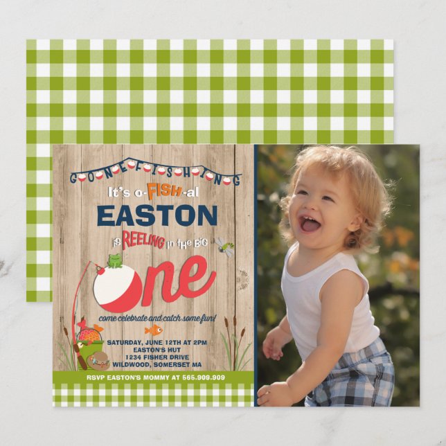 Fishing Birthday Invitation O-Fish-Ally One Party (Front/Back)