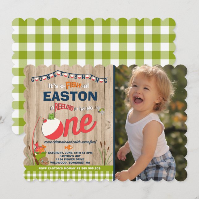 Fishing Birthday Invitation O-Fish-Ally One Party (Front/Back)