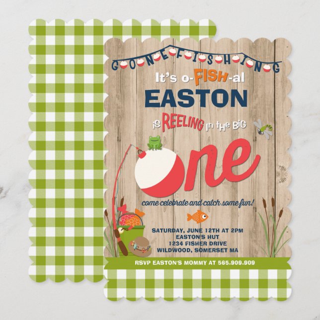 Fishing Birthday Invitation O-Fish-Ally One Party (Front/Back)