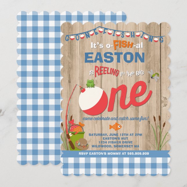 Fishing Birthday Invitation O-Fish-Ally One Party (Front/Back)