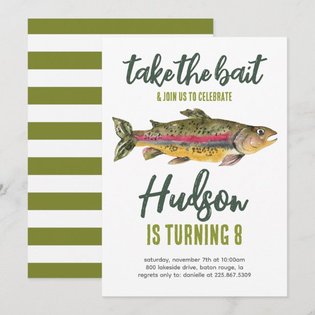 Fishing Birthday Invitation- Take the Bait Invitation (Front/Back)