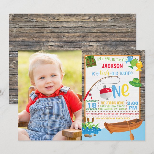 Fishing Birthday Invitation with Photo  (Front/Back)