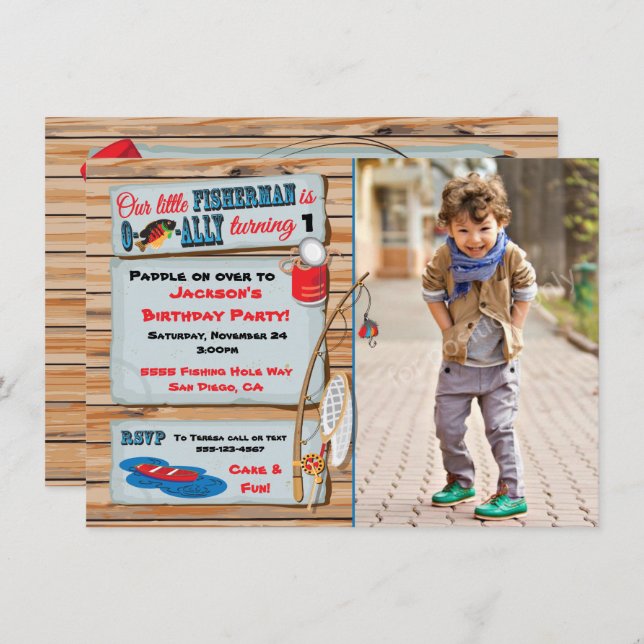 Fishing Birthday Party Boy Invitation (Front/Back)