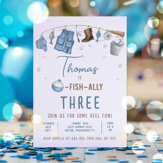  Fishing Birthday Party Boy O-Fish-Ally Birthday  Invitation (Creator Uploaded)