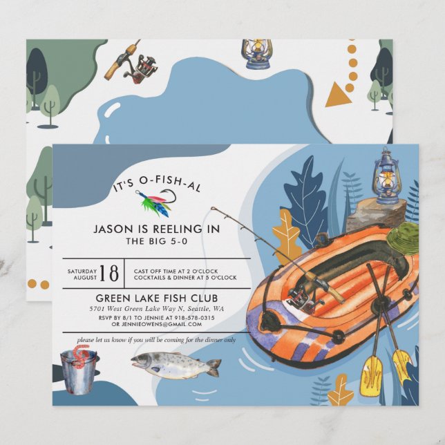 Fishing Birthday Party Invitation (Front/Back)