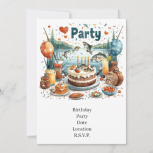 Fishing Birthday Party  Invitation