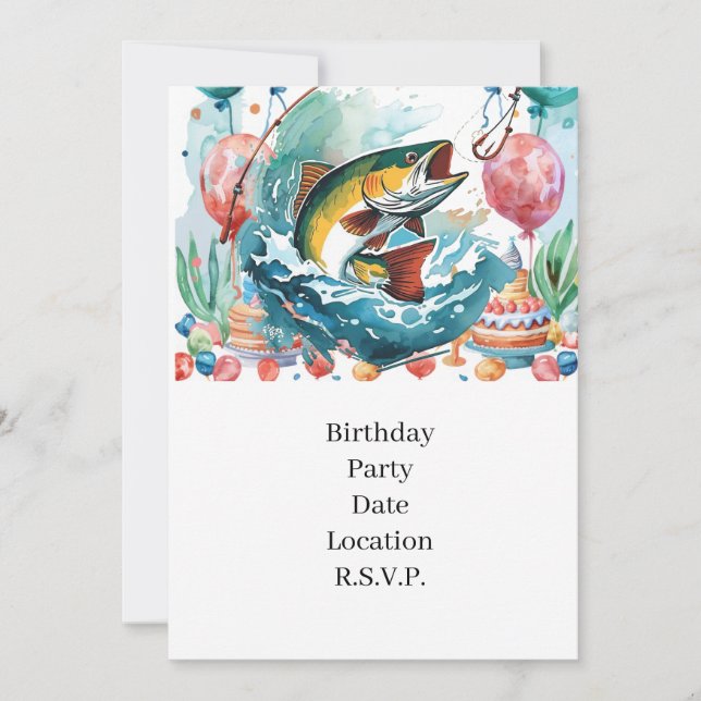Fishing Birthday Party  Invitation (Front)
