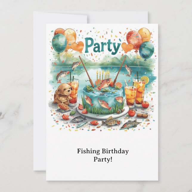 Fishing Birthday Party  Invitation (Front)