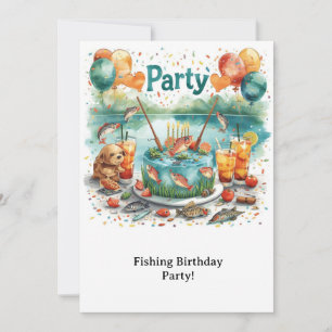 Fishing Birthday Party  Invitation