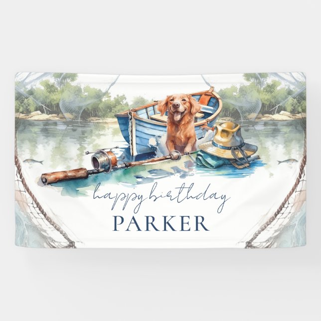 Fishing Birthday Personalised Party Sign (Horizontal)