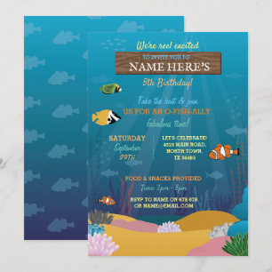 Fishing Birthday Reel Rod Sea Ocean Lake Invitation