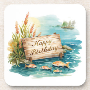 Fishing Birthday themed Anglers Fishermen party Coaster