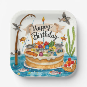 Fishing Birthday themed for Anglers Fishermen  Paper Plate