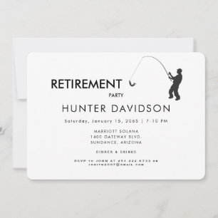 Fishing Black & White Retirement Party  Invitation