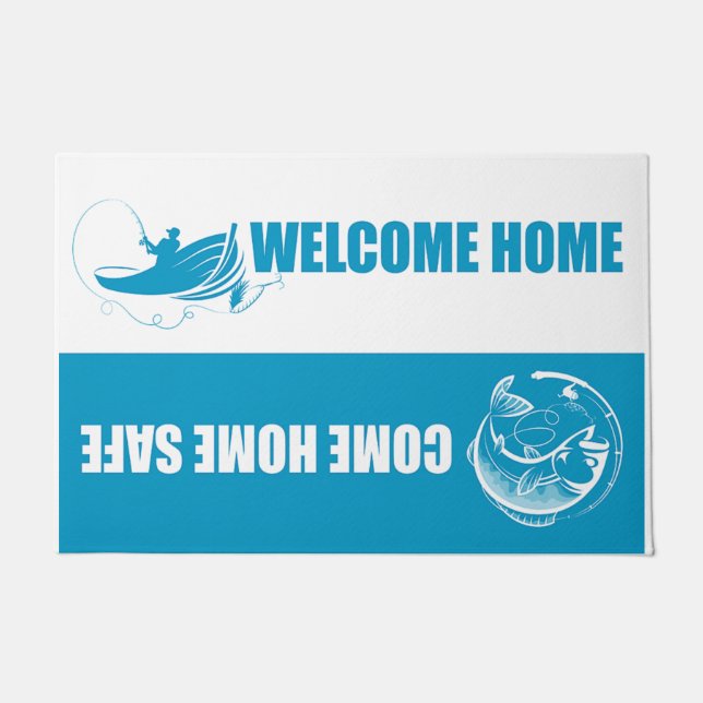 Fishing Blue Doormat, Best Fisherman Presents Doormat (Front)