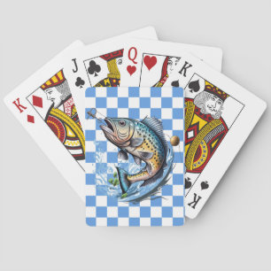  Fishing Blue Plaid  Playing Cards