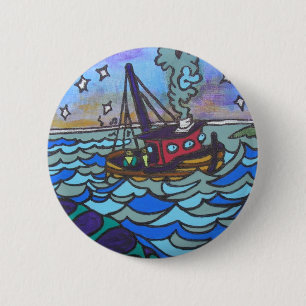 Fishing Boat 6 Cm Round Badge